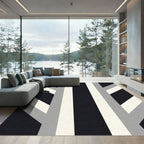 Modern Black White Gray Stripes Rug