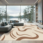 Warm Tan Abstract Swirl Line Rug