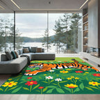 Bold Tiger Orange Striped Meadow Rug
