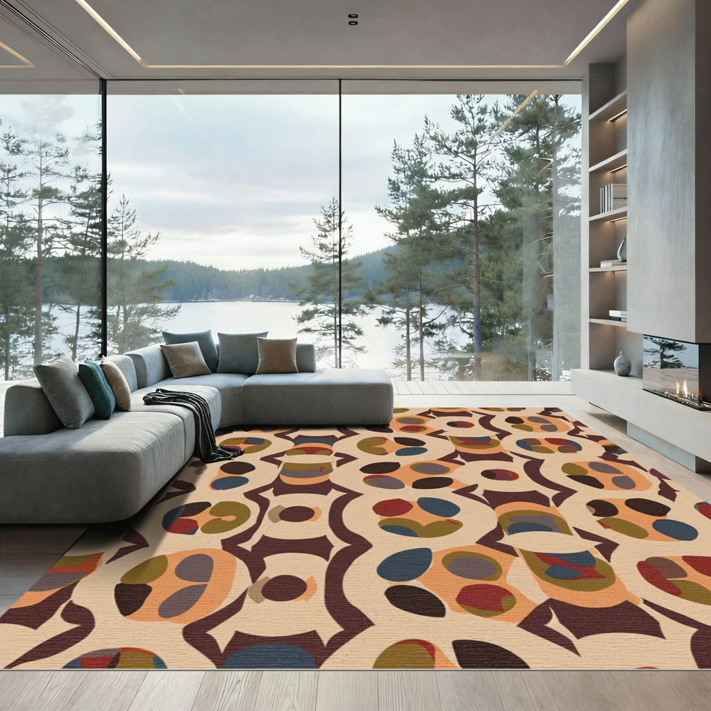 Abstract Geometric Earth Tone Rug