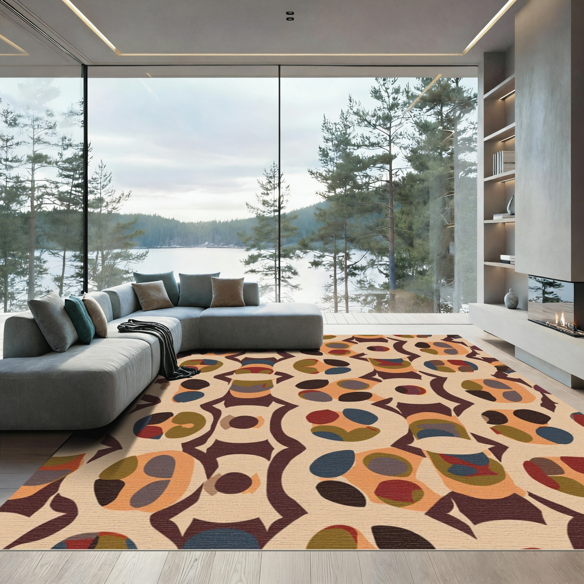 Abstract Geometric Earth Tone Rug
