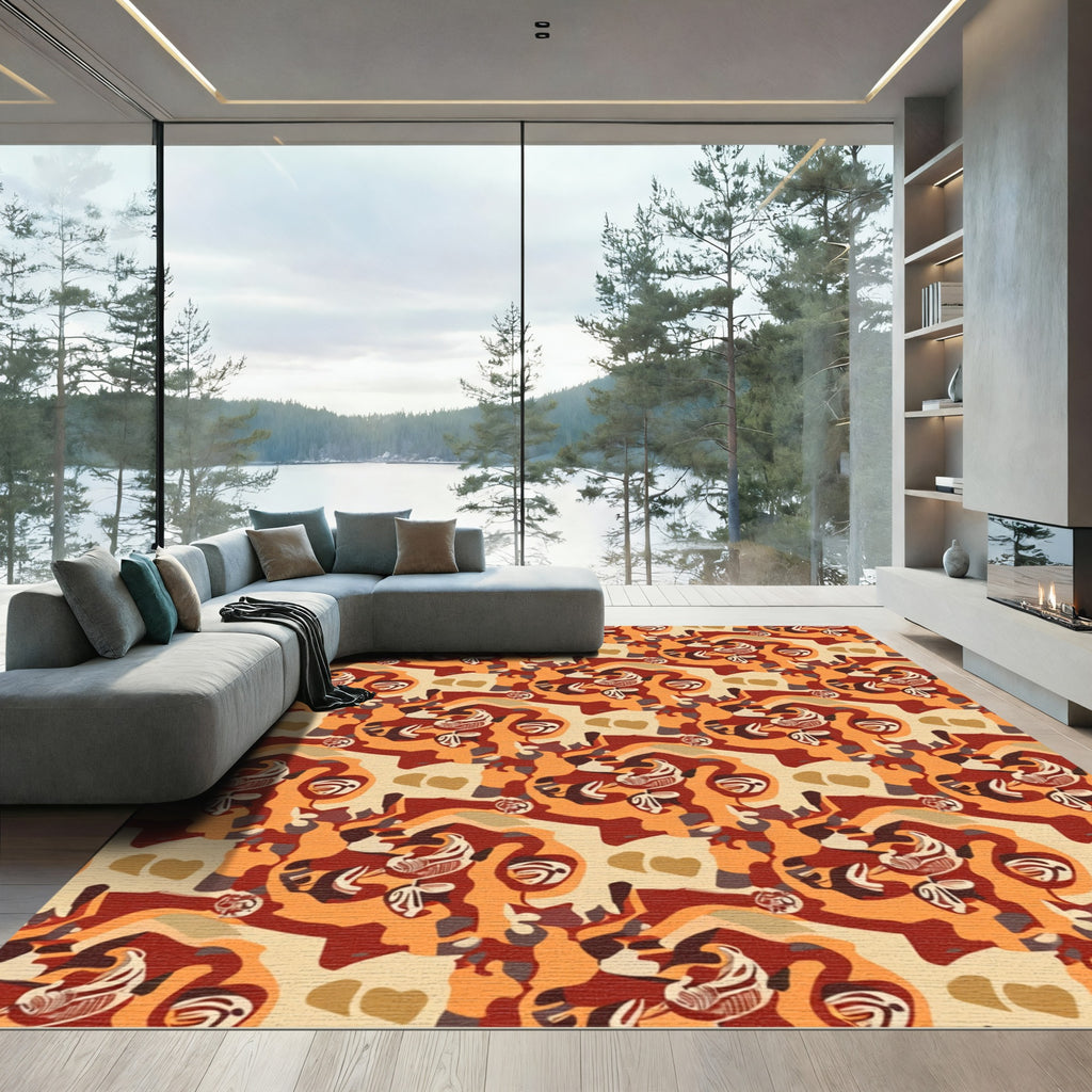 Earthy Tones Abstract Swirl Heart Rug
