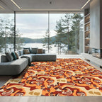 Earthy Tones Abstract Swirl Heart Rug