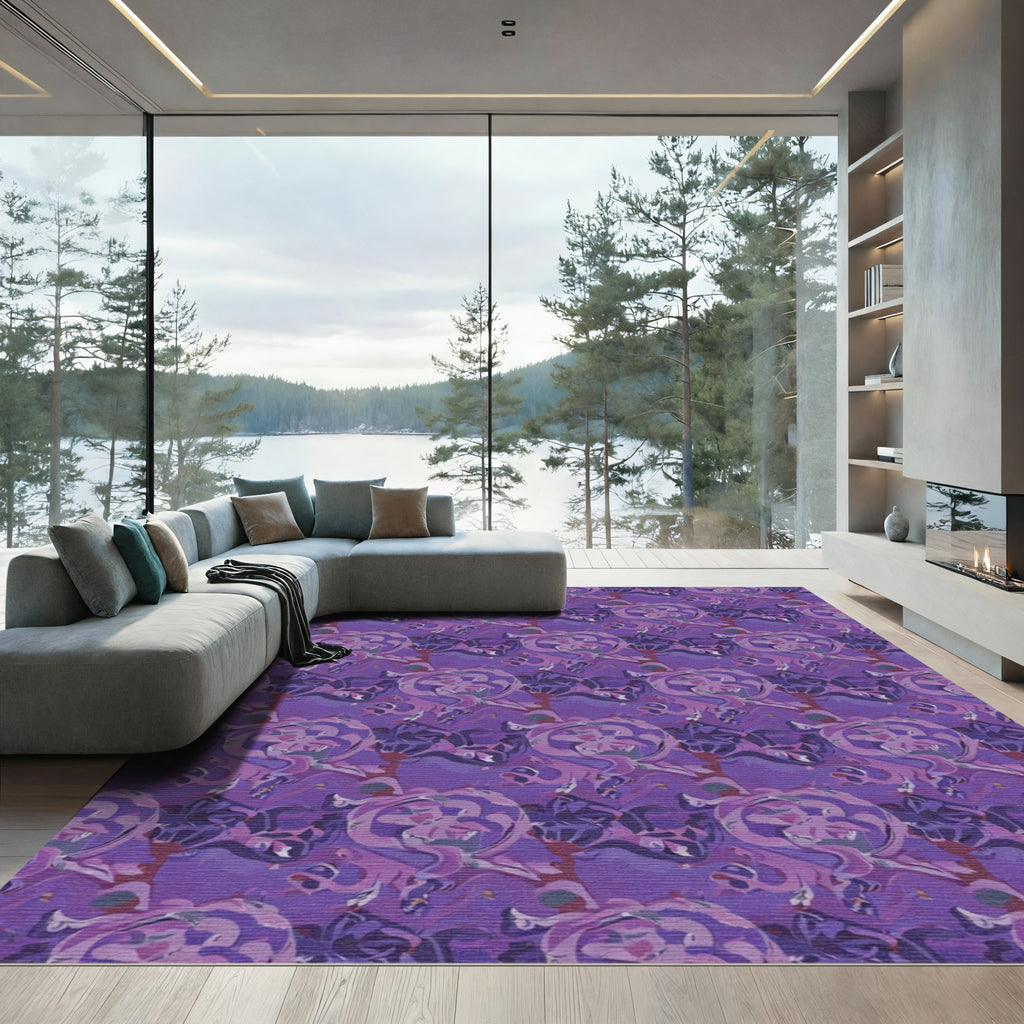 Deep Purple Abstract Swirls Rug