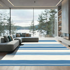 Wavy Blue Cream Stripes Rug