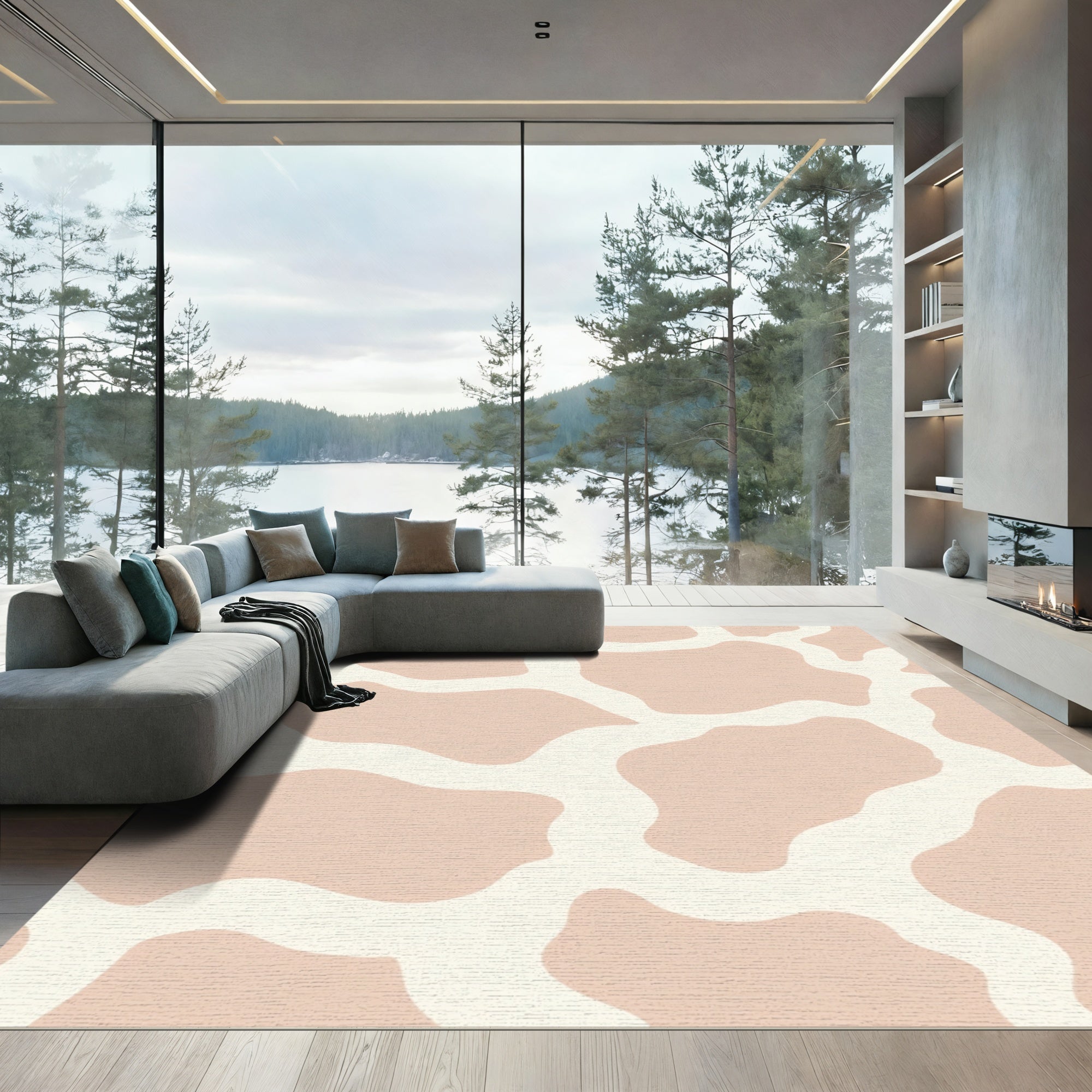 Blush Pink Giraffe Spots Rug