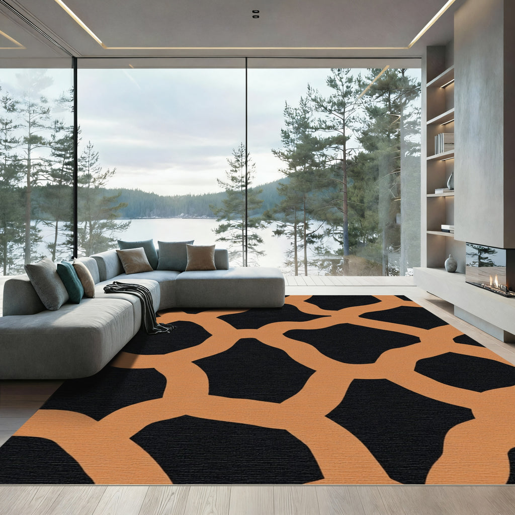 Terracotta Abstract Organic Links Rug