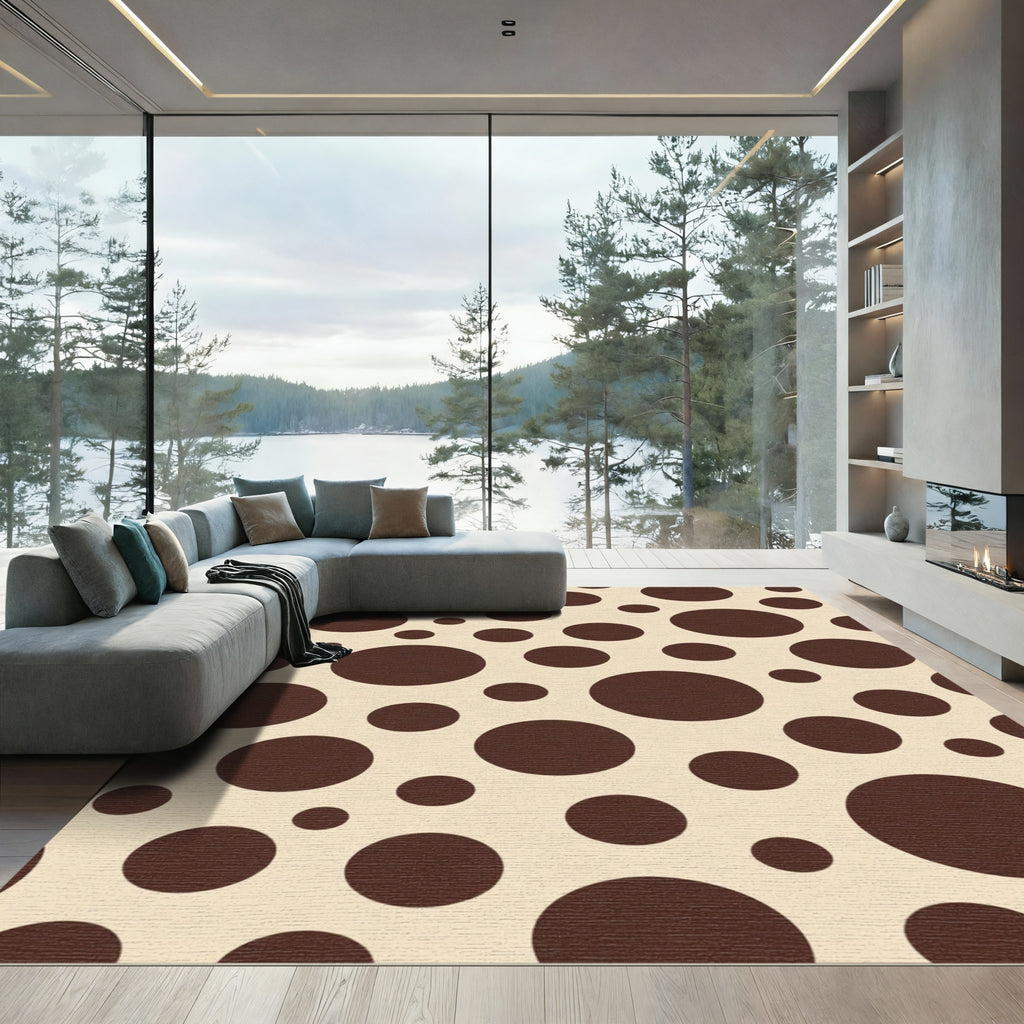 Cocoa Brown Polka Dot Background Rug