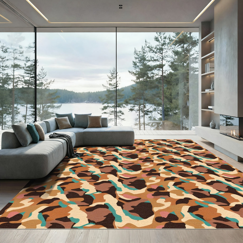 Earthy Abstract Leopard Spot Rug