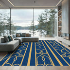 Regal Navy Gold Art Nouveau Vines Rug