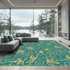 Teal Golden Coral Swirl Rug