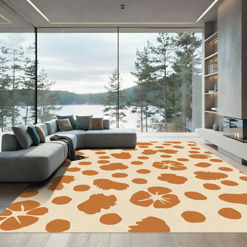 Terracotta Blobs and Petals Rug