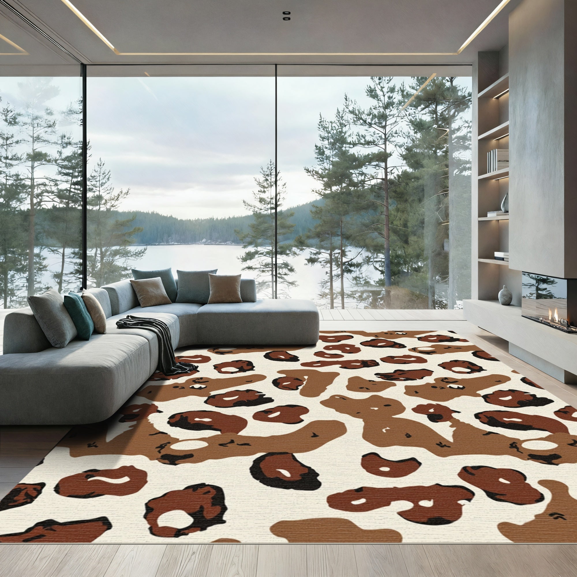 Brown Leopard Spots Texture Rug