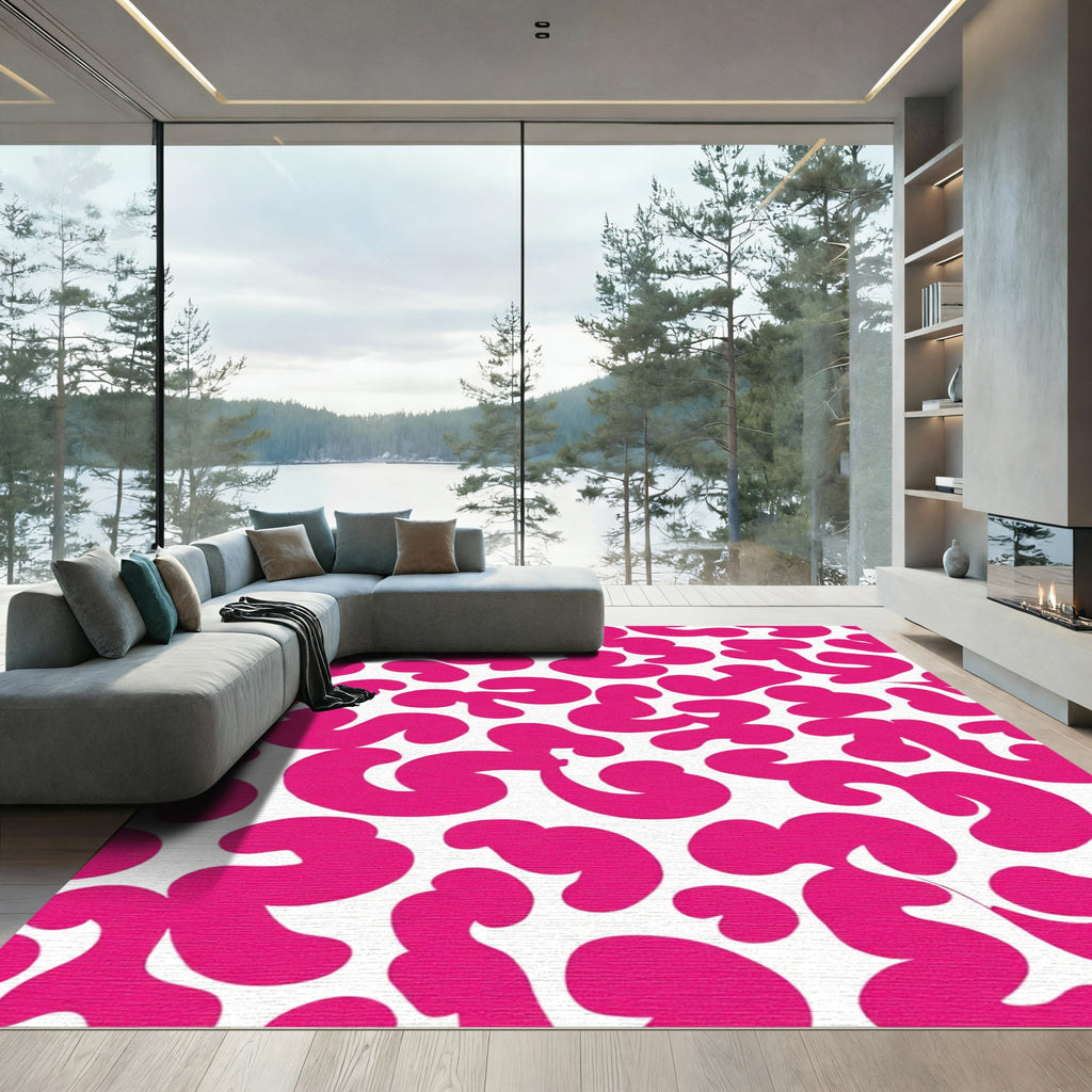 Vibrant Pink Blob Animal Print Rug