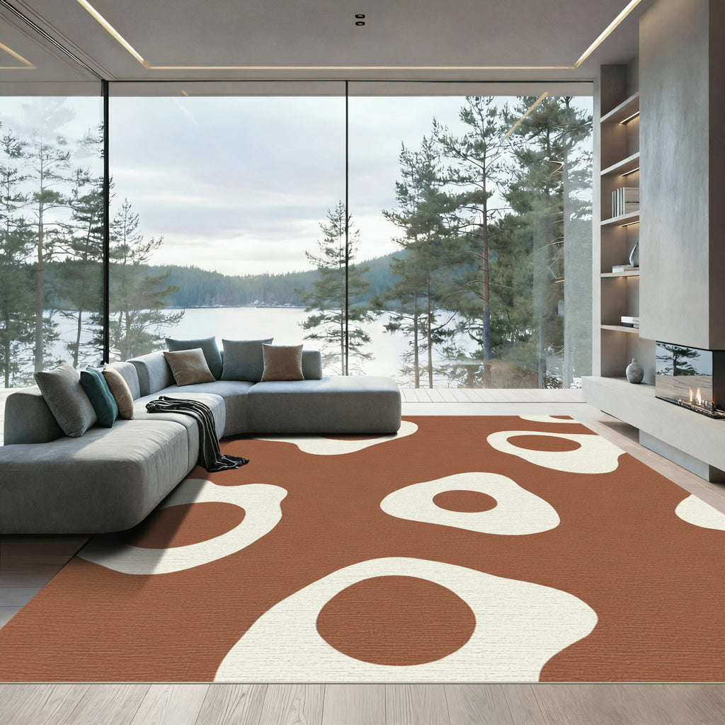 Abstract Terracotta Organic Blob Rug
