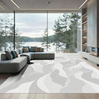 Gray White Flowing Abstract Shape Rug