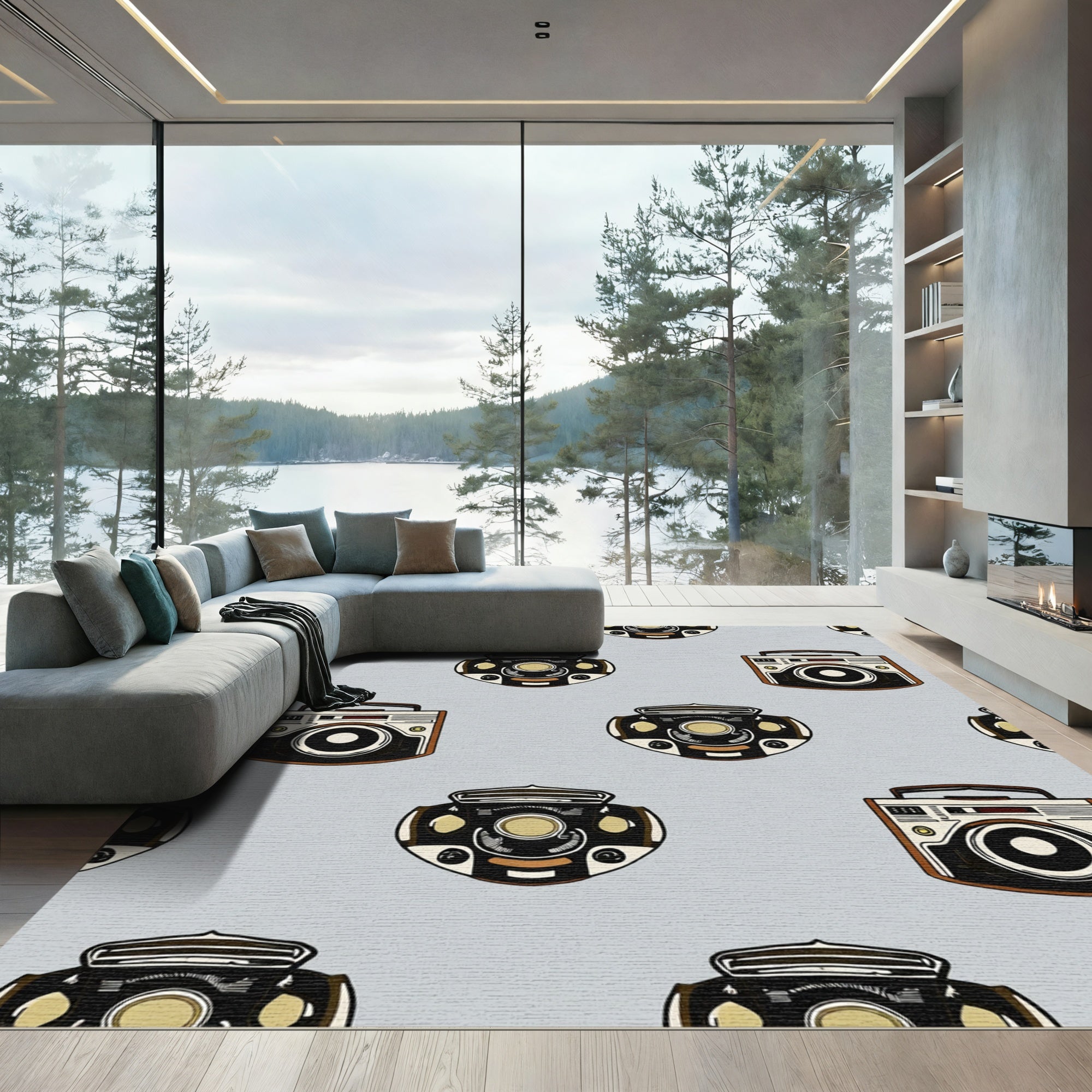 Retro Boombox Graphic Repeat Rug