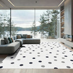 Modern Charcoal Gray Polka Dot Rug