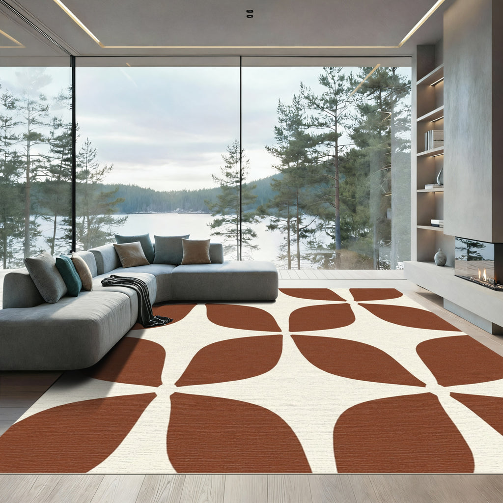 Brown Petal Mid Century Modern Rug