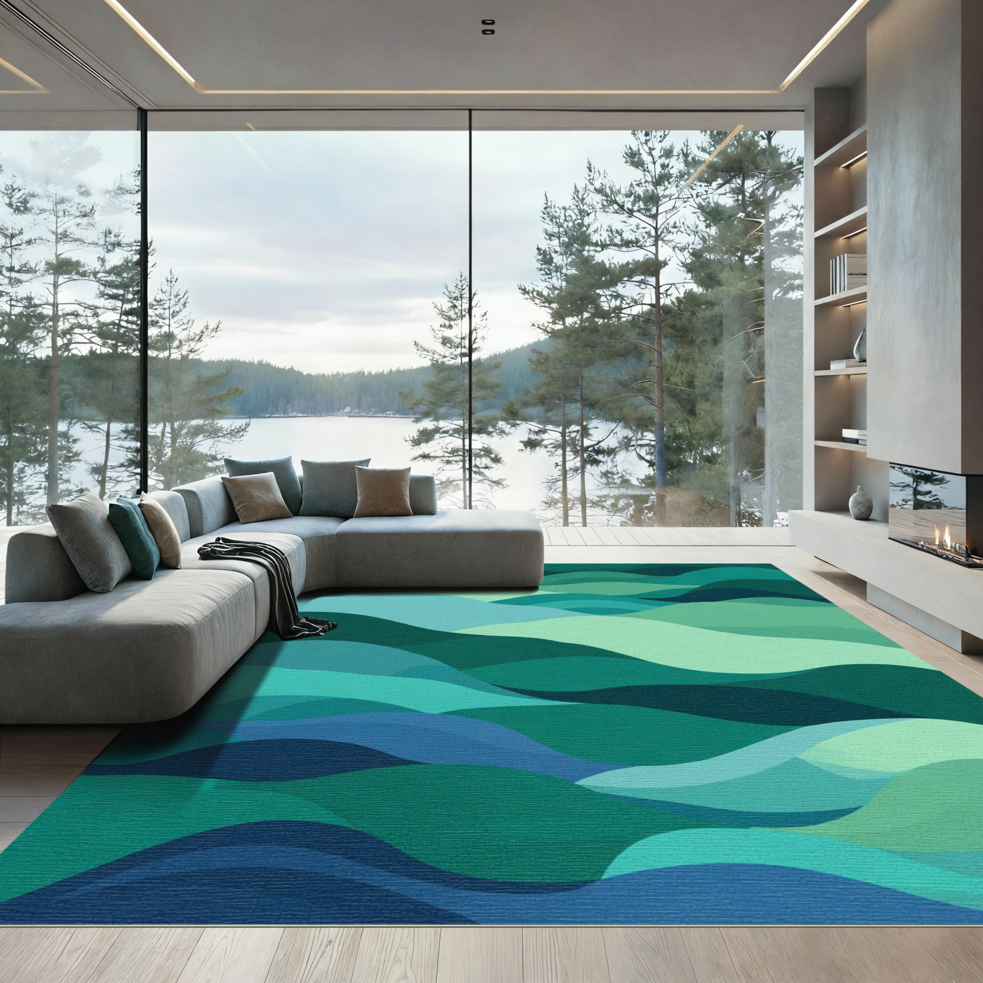 Deep Ocean Wave Landscape Rug