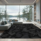 Abstract Charcoal Smudge Shapes Rug