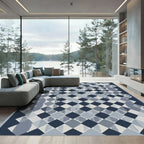 Navy Blue Diamond Lattice Rug