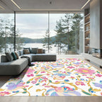 Pastel Whimsical Floral Vines Runner Rug