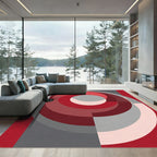 Crimson Gray Swirl Abstract Rug