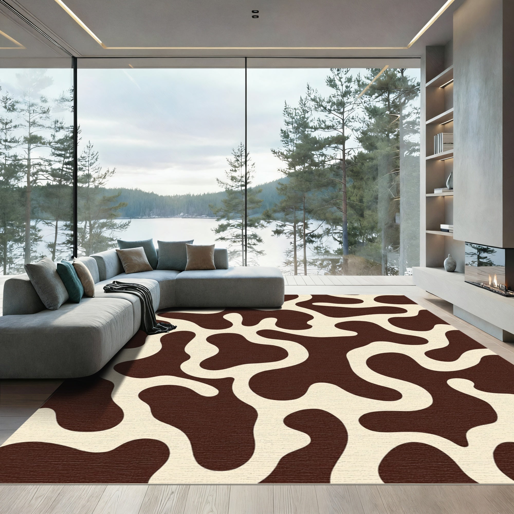 Brown Cream Mottle Organic Flow Rug