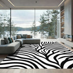 Black White Wavy Striped Accent Rug