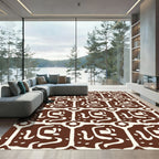 Brown Ivory Organic Geometric Medallion Rug