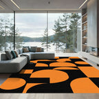 Bold Orange Geometric Abstract Rug
