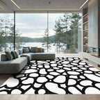 Organic Pebble Black White Abstract Rug