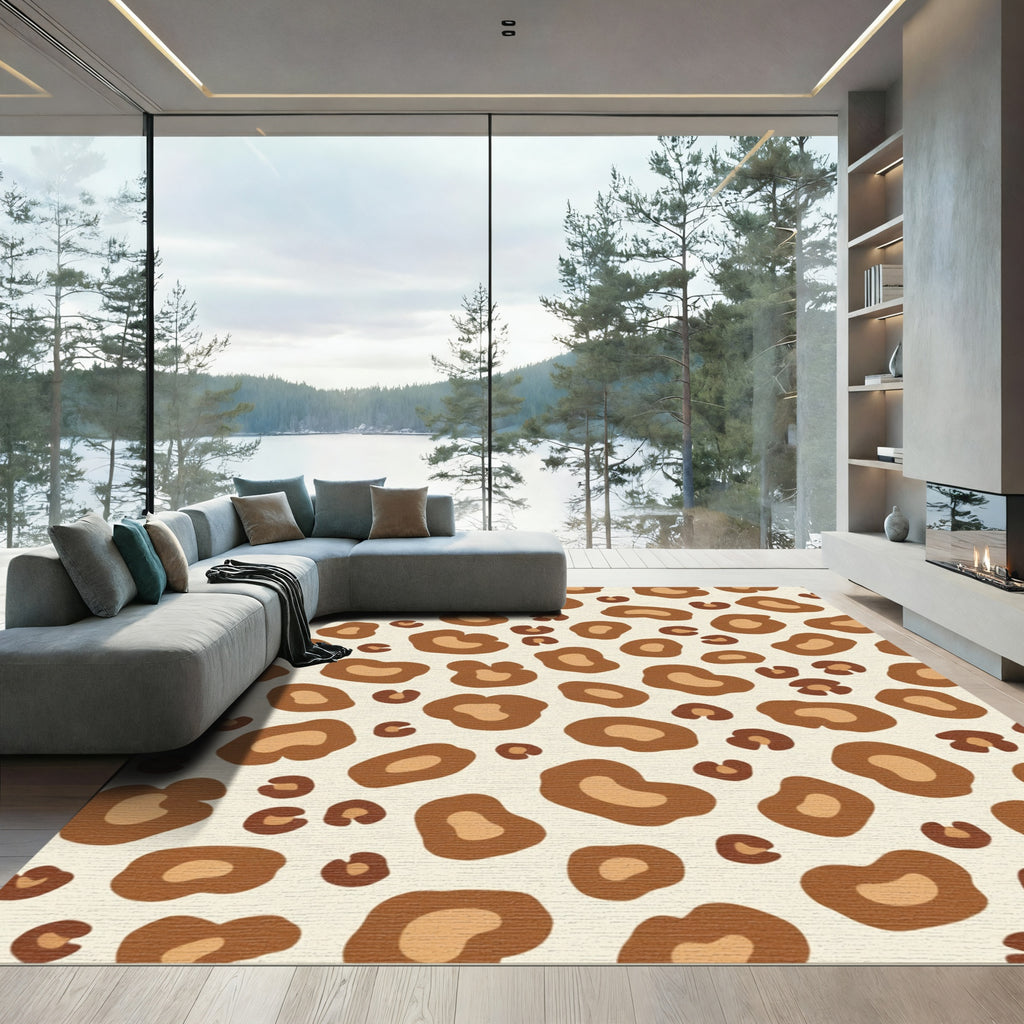 Brown Beige Animal Spots Rug