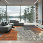 Earthy Terracotta Abstract Patchwork Rug