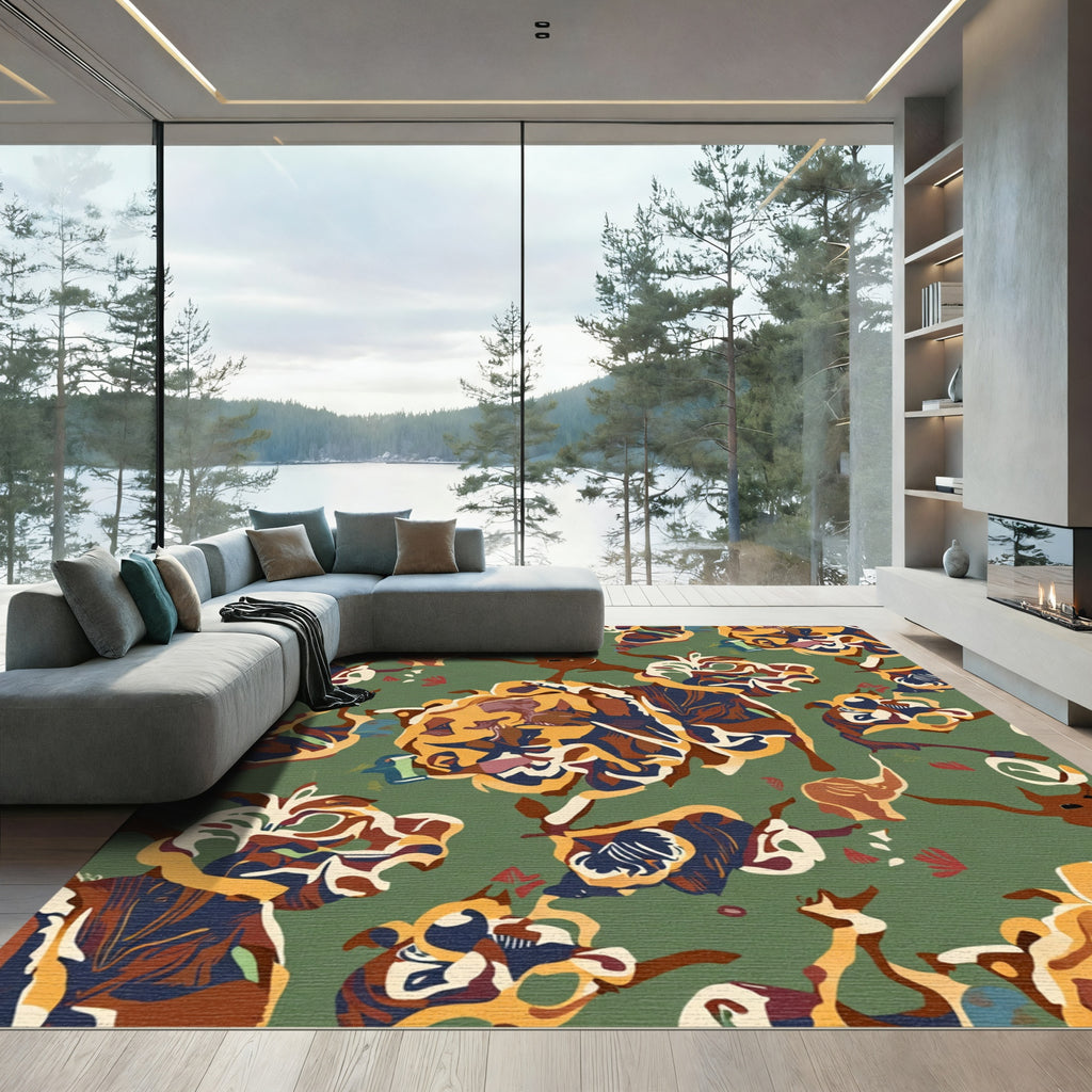 Earthy Abstract Floral Harmony Rug