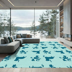 Teal Abstract Fauna Floral Accent Rug