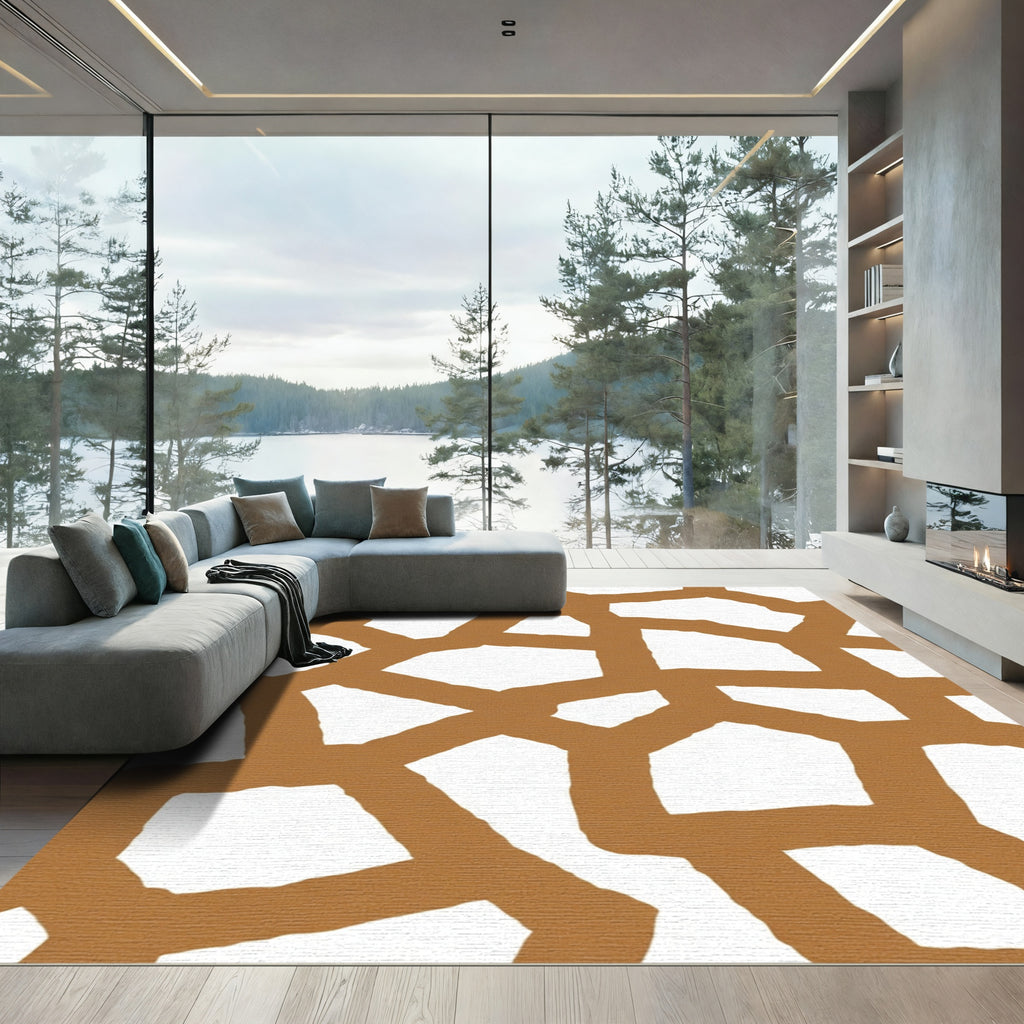 Brown Organic Interlocking Shapes Rug