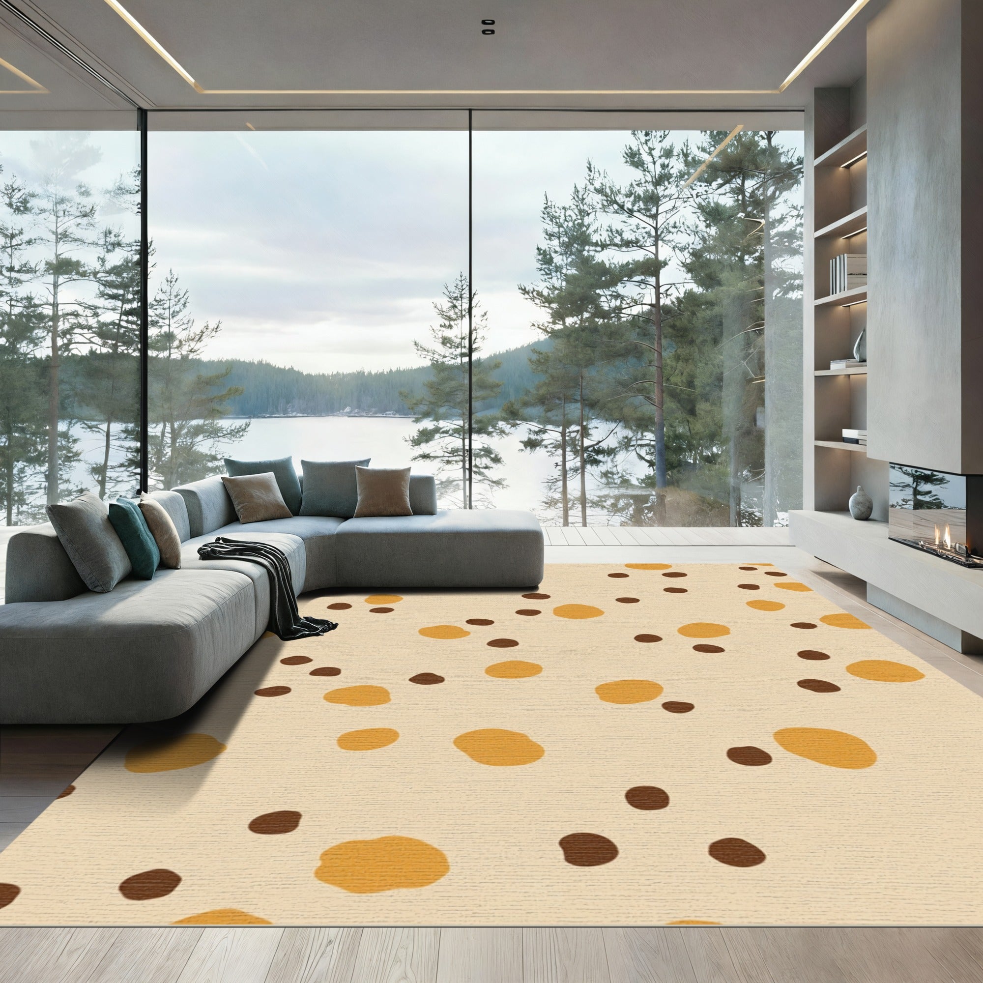 Golden Brown Polka Dot Sprinkle Rug