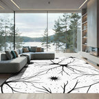 Black Neurons White Dot Starburst Rug