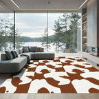 Brown White Organic Abstract Blocks Rug