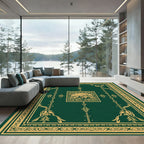 Forest Gold Mountain Scene Frame Rug