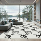 Monochromatic Abstract Floral Branch Rug