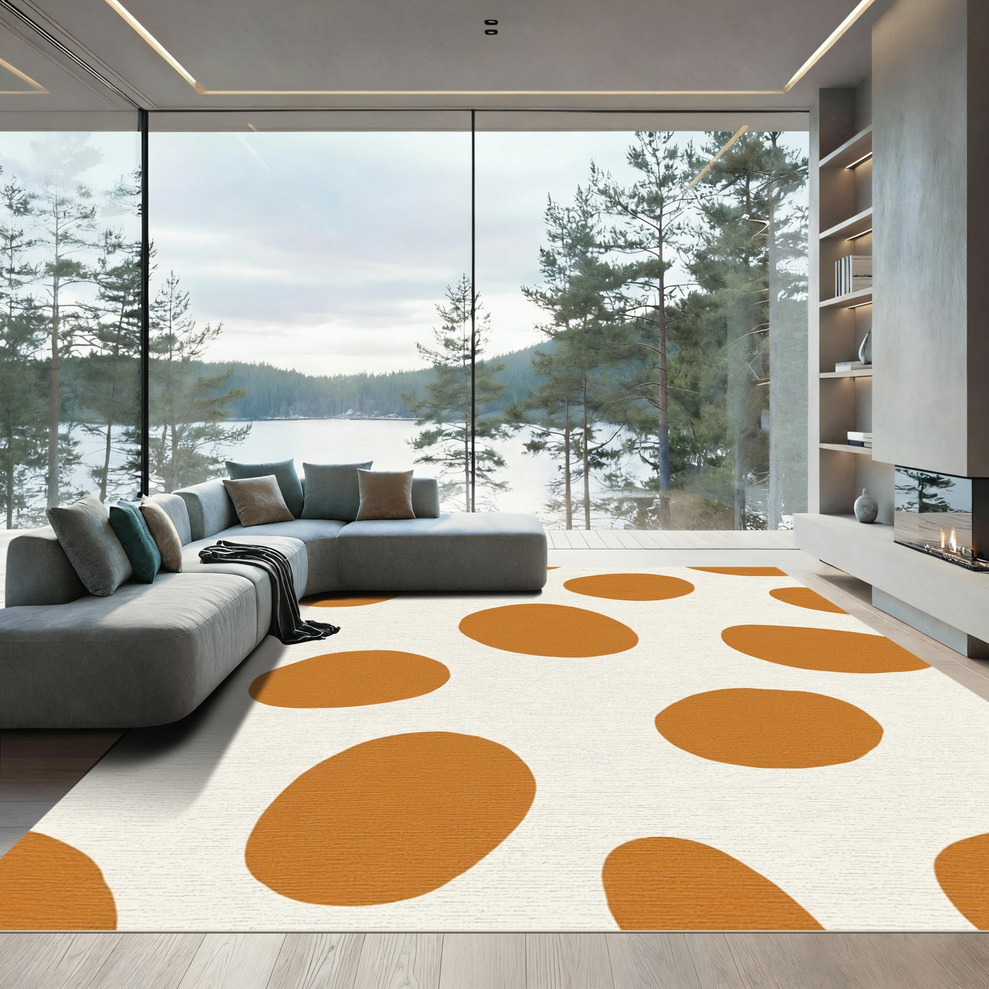 Warm Amber Organic Spots Rug