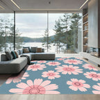 Pastel Pink Daisy Meadow Rug