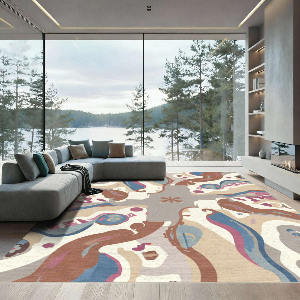 Shifting Abstract Earth Tones Medallion Rug