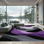 Flowing Purple Gray Ombre Waves Rug