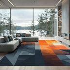 Geometric Orange Blue Gradient Abstract Rug