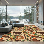 Woodland Bear Foliage Folk Art Rug