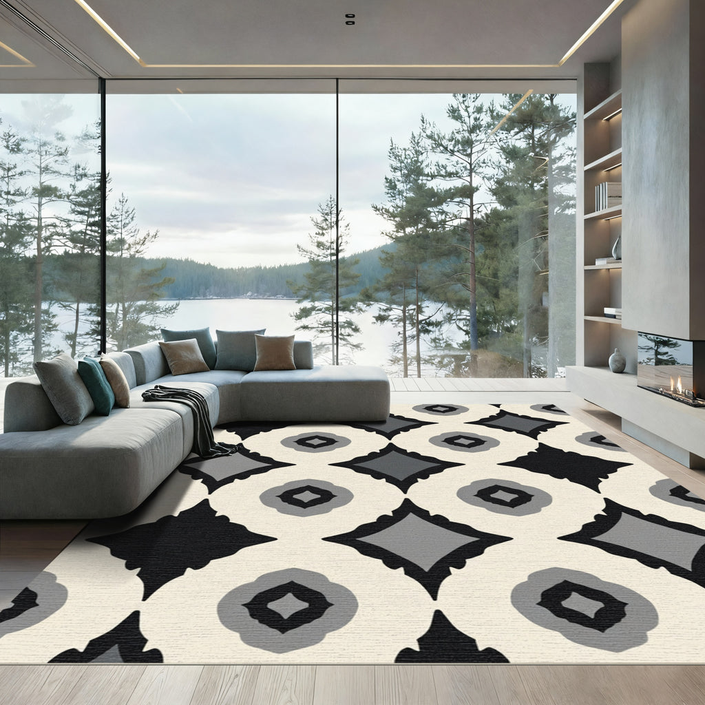 Monochromatic Diamond Ogee Pattern Rug
